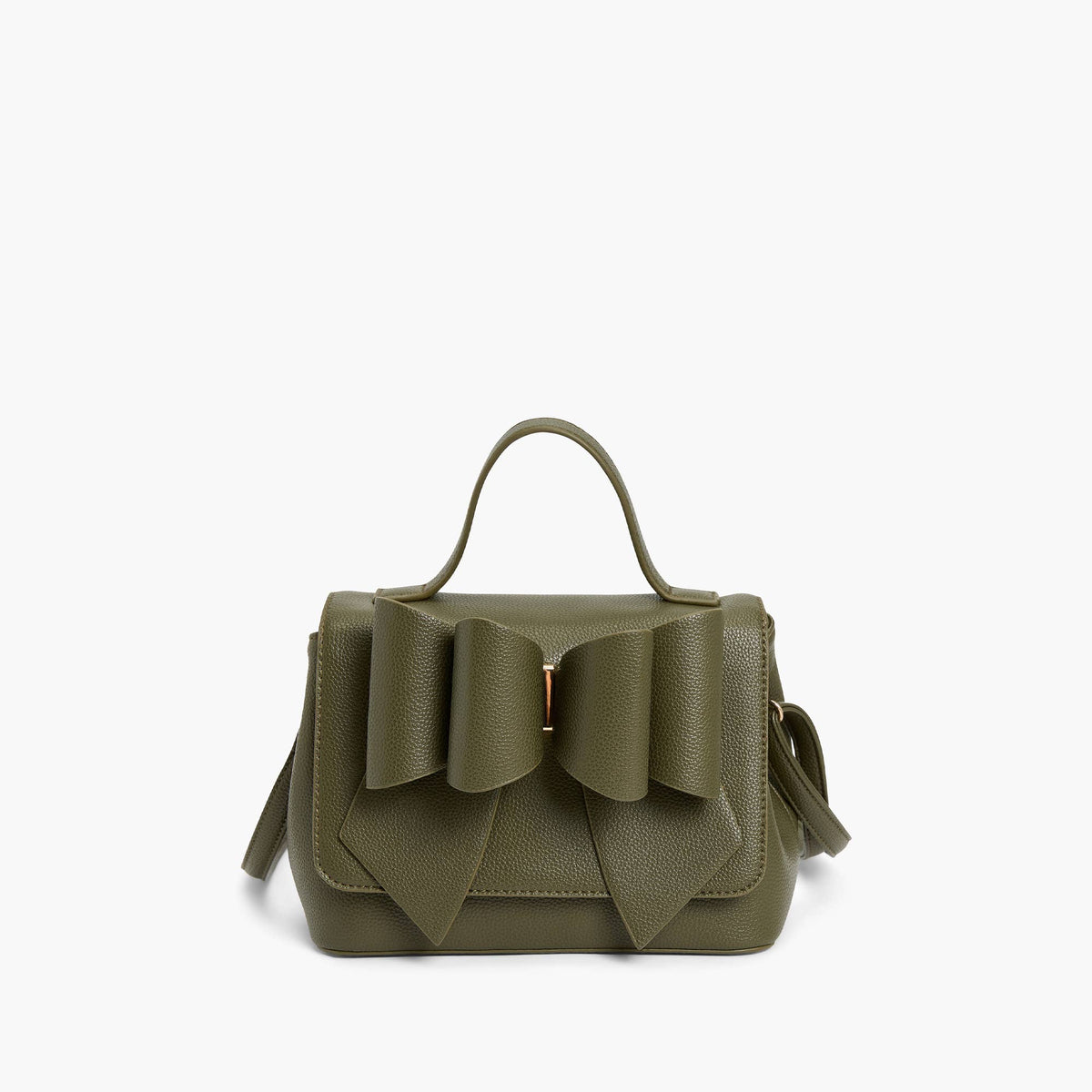 CLEARANCE: Olive Double Bow Satchel - Vegan Leather