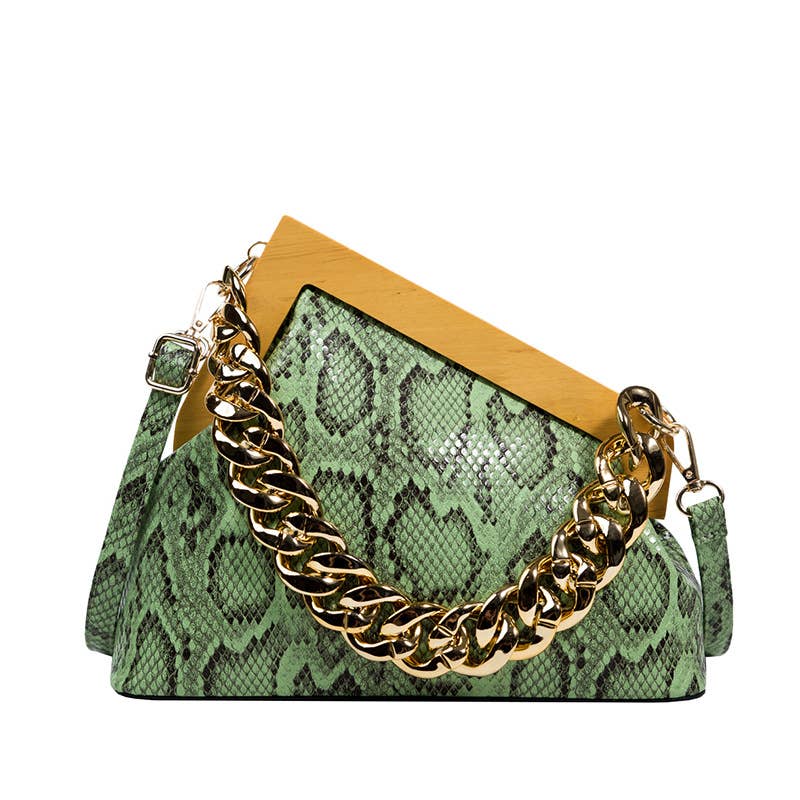 CLEARANCE: Olive Snake Pattern Bag