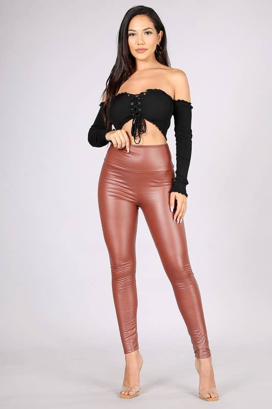 Clearance: faux leather legging with fleece inside