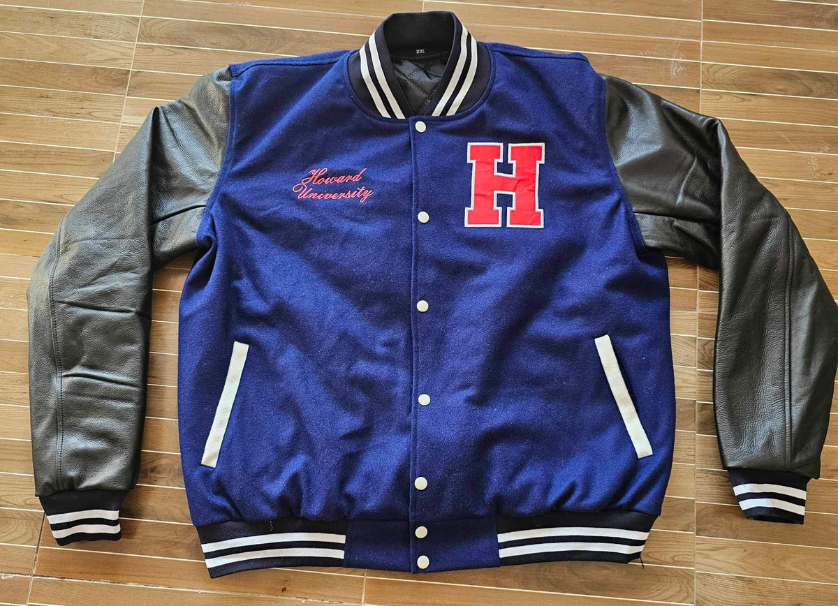 HU Letterman Varsity Jacket with Leather Sleeves