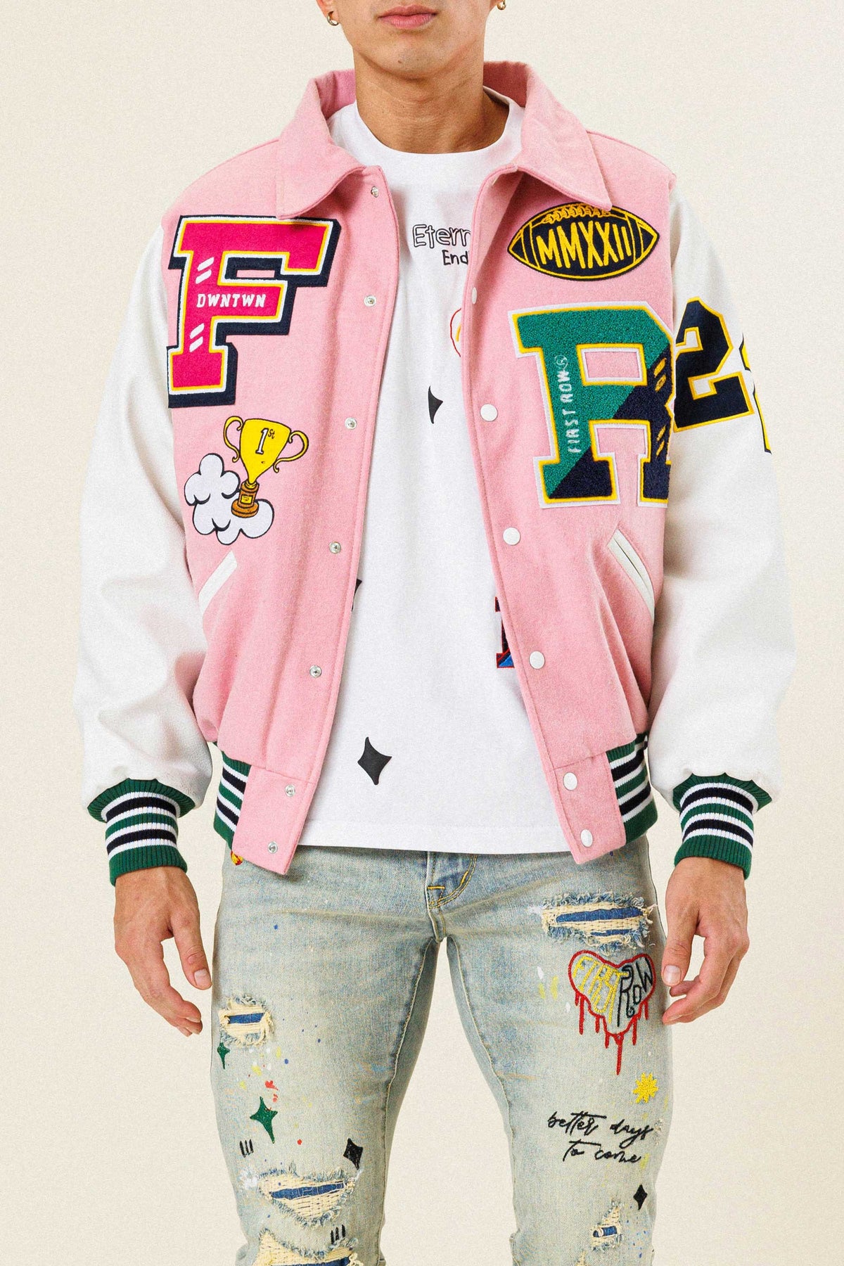 CLEARANCE: Pink Letterman Varsity Jacket