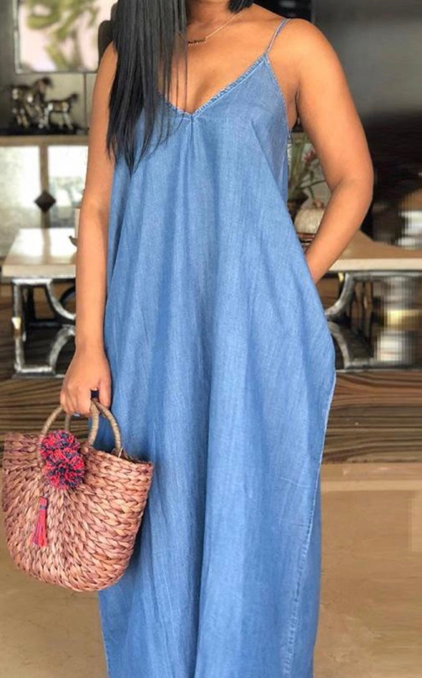 CLEARANCE: Denim maxi dress