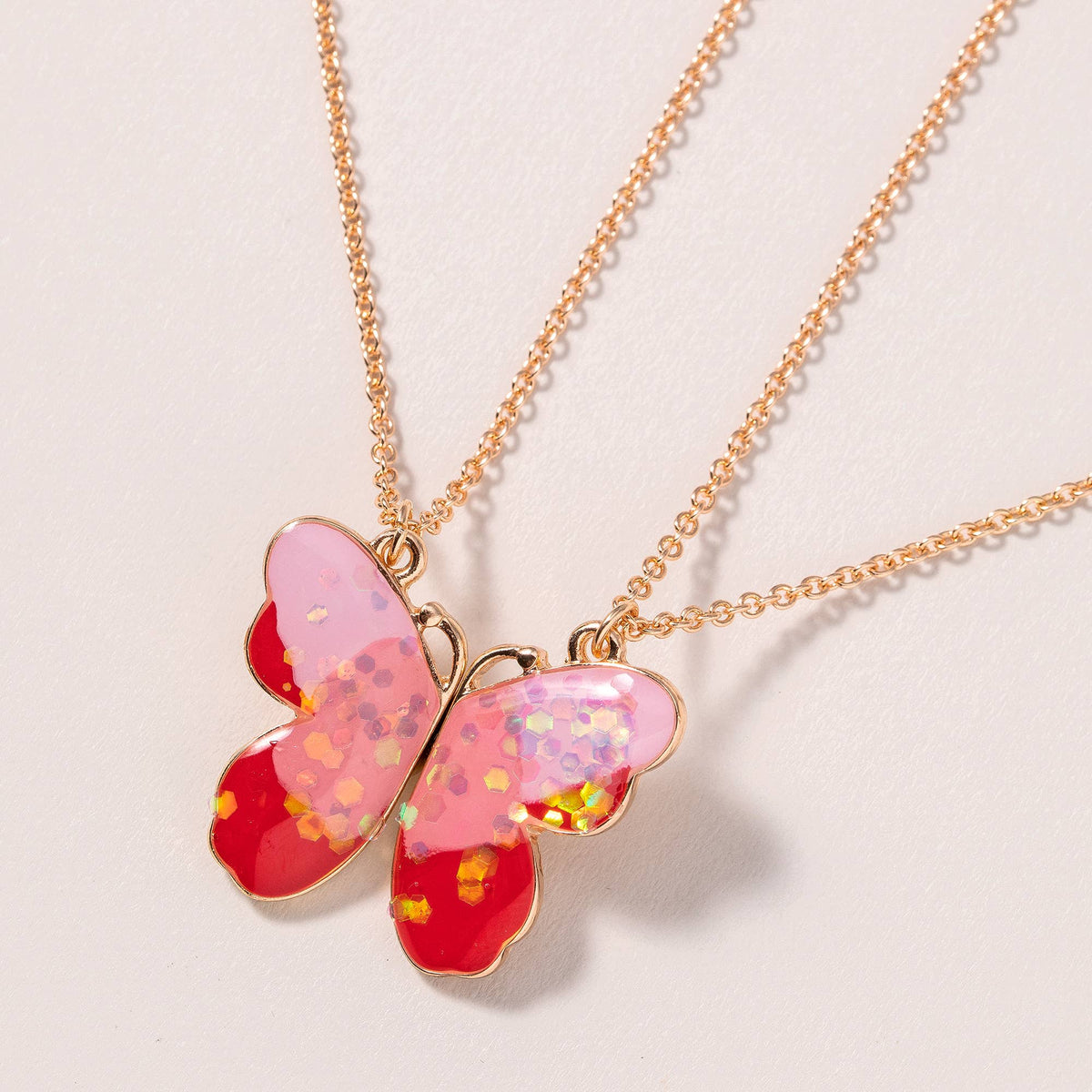 Kids Butterfly BFF Charm Necklace Set