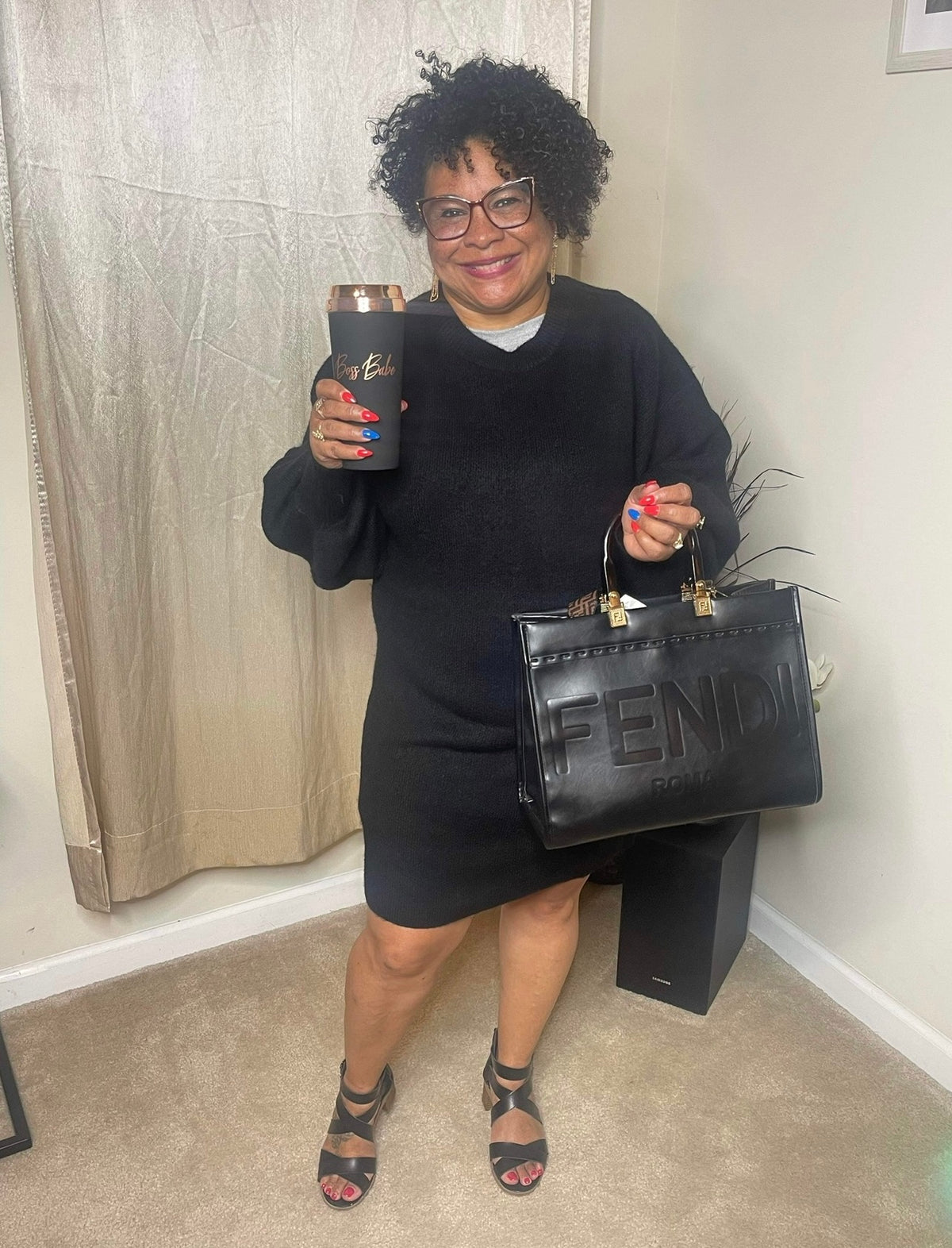 CLEARANCE: Black sweater dress