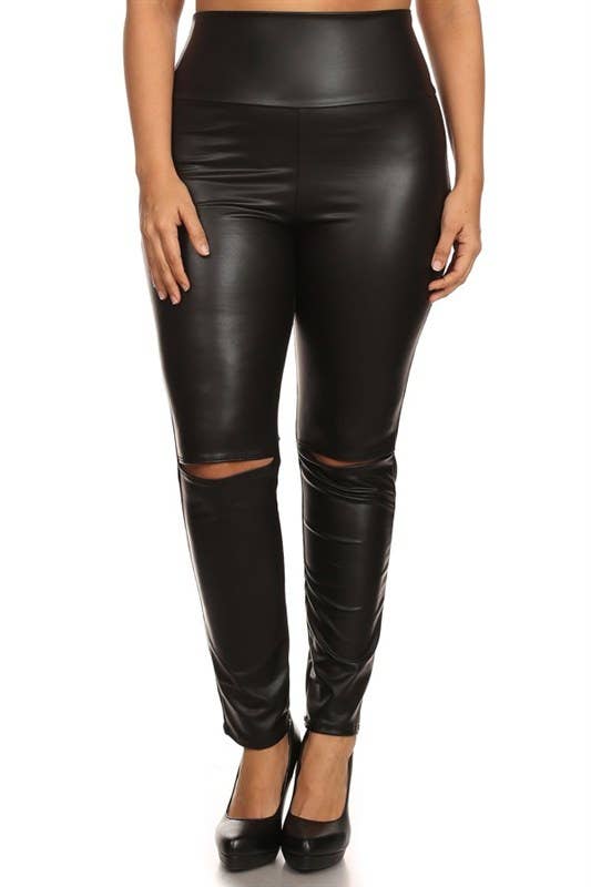 CLEARANCE: Faux leather high waist slim leg Pant