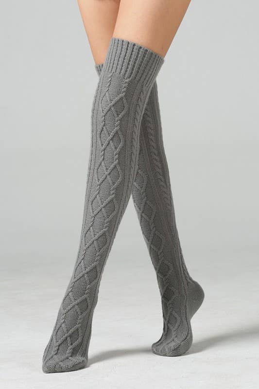 CLEARANCE: cable knit winter warm knee high socks