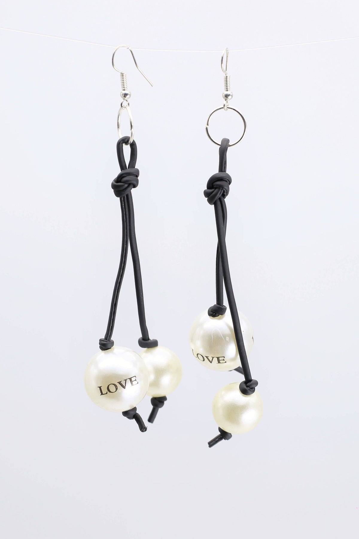 Leatherette Love Faux Pearl Earrings
