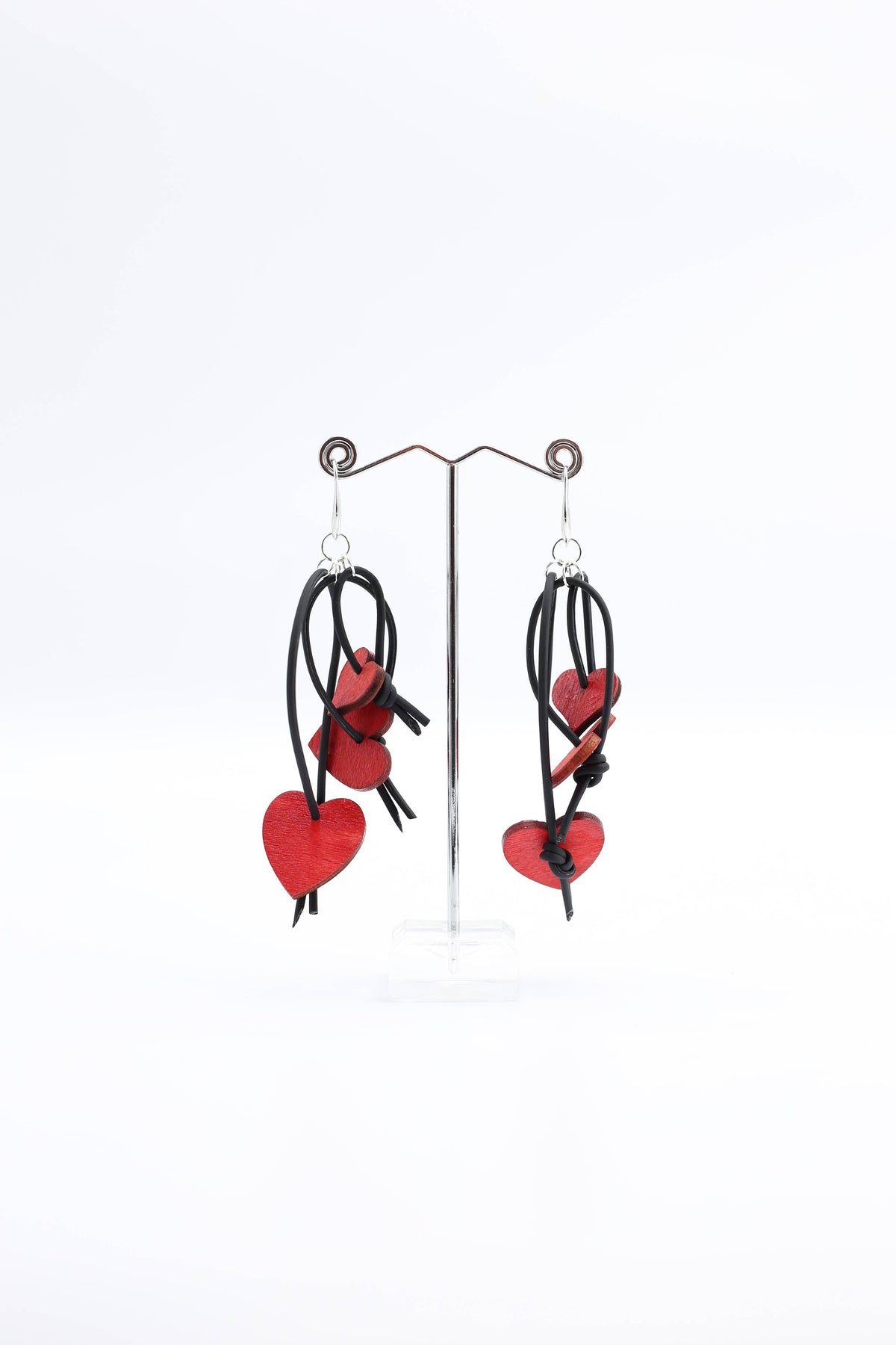 Hand Painted Wooden Hearts Earrings