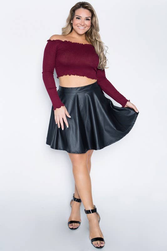 CLEARANCE: Faux leather skater skirts