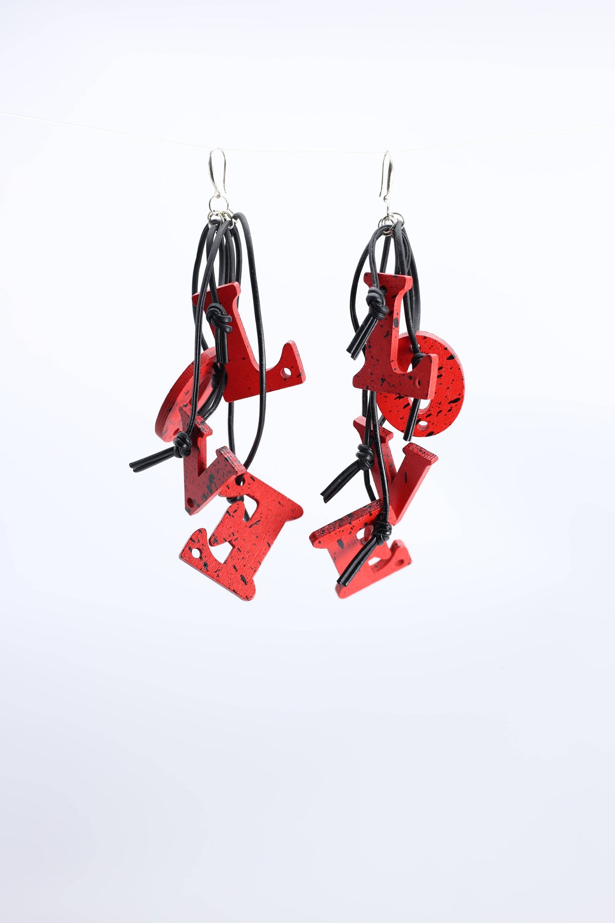 Big LOVE on Leatherette Earrings- Hand painted