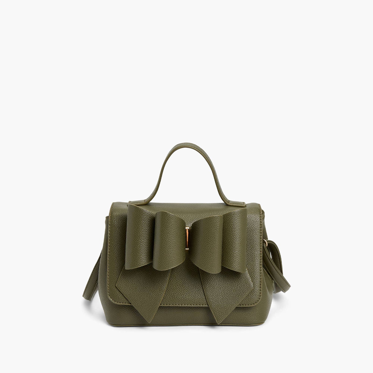 Olive Double Bow Satchel - Vegan Leather