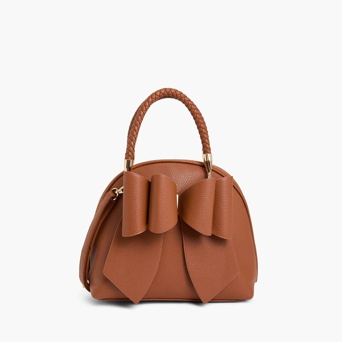 CLEARANCE: Brown Braided Top Handle Satchel