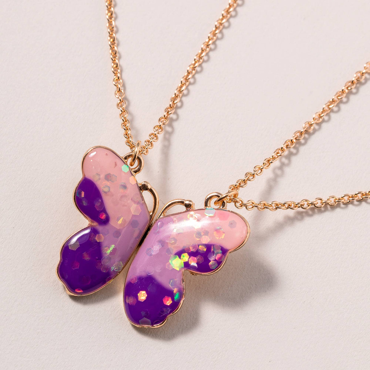 Kids Butterfly BFF Charm Necklace Set