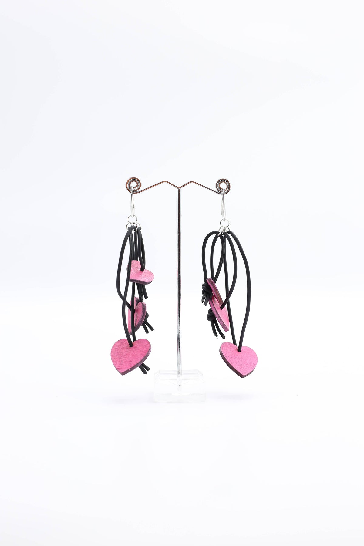 Hand Painted Wooden Hearts Earrings