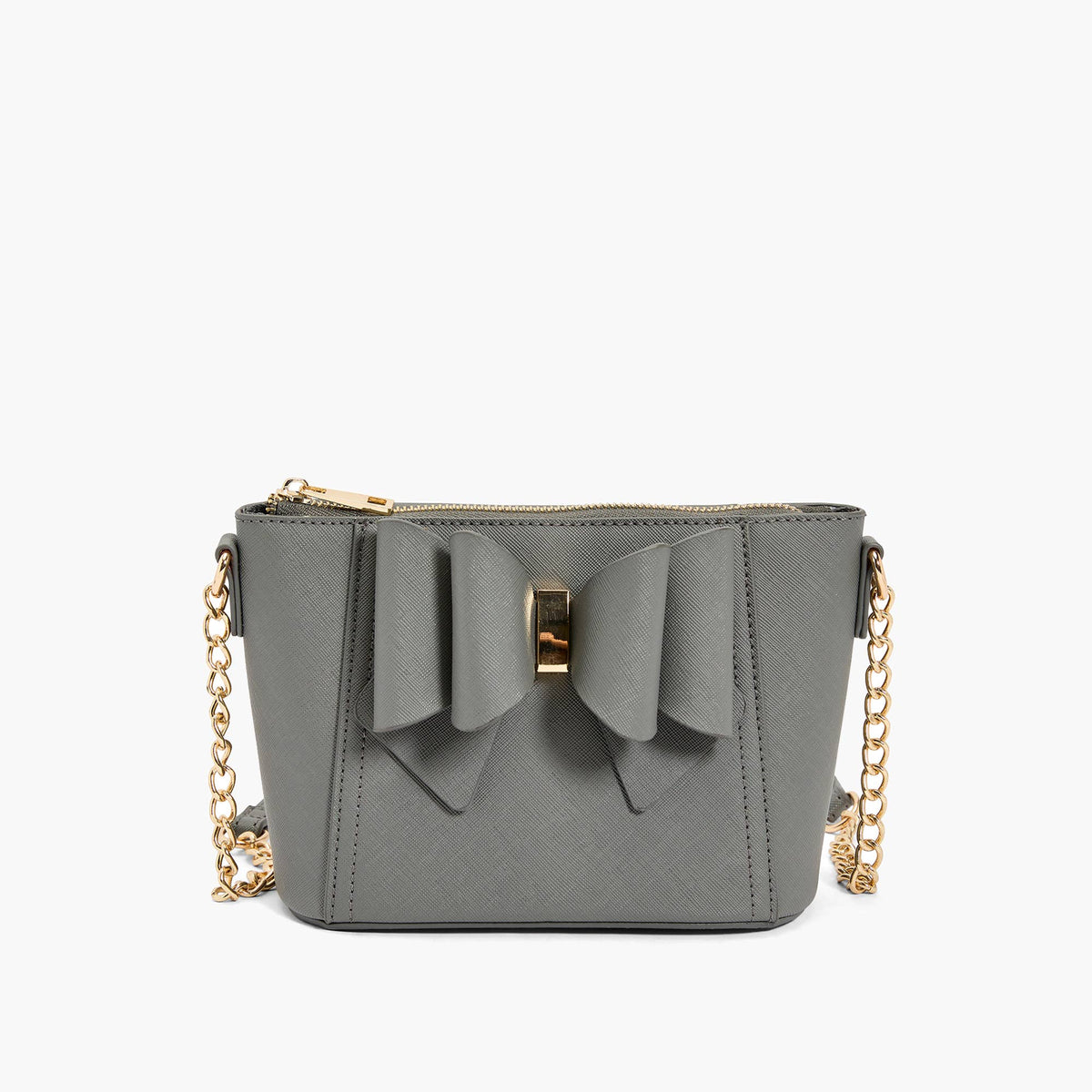 Gray Double Bowtie Crossbody