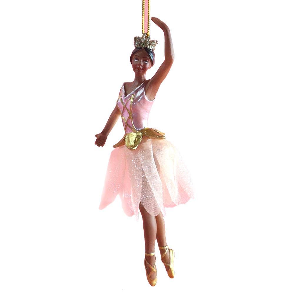 African American Rose Gold Ballerina Tutu Ornament 4 inch