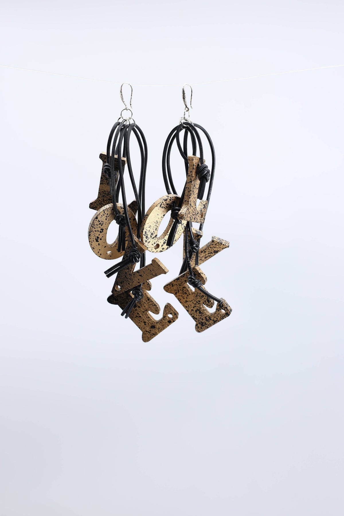 Big LOVE on Leatherette Earrings- Hand painted